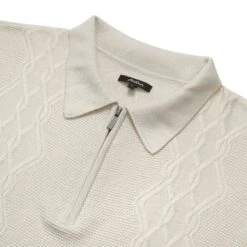 FRYE LONG SLEEVE KNIT POLO -Trend Wear Shop FryeLSKnitPoloCream2