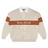 MALBON BLOCK LONG SLEEVE KNIT POLO -Trend Wear Shop MalbonBlockLSKnitPoloCream1