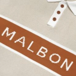 MALBON BLOCK LONG SLEEVE KNIT POLO -Trend Wear Shop MalbonBlockLSKnitPoloCream2