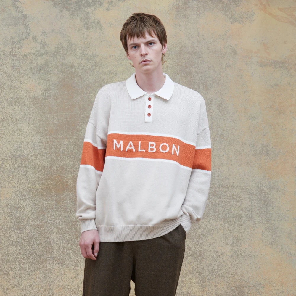 MALBON BLOCK LONG SLEEVE KNIT POLO - Image 2